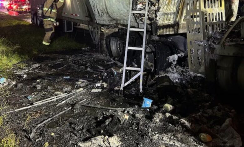 Semi-truck fire on I-75 blocks lanes in Alachua County