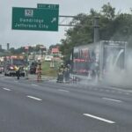 Semi-truck hauling race car catches fire on I-40 in Jefferson County