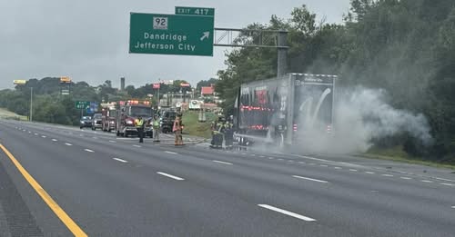Semi-truck hauling race car catches fire on I-40 in Jefferson County