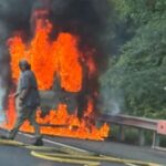 Firefighters respond to vehicle fire on I-185 southbound