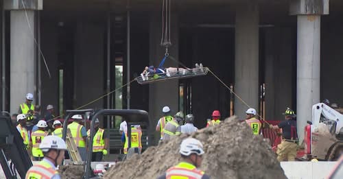 Injured worker lowered to ground at northeast Houston construction site